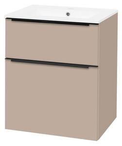 Mereo Mereo, Mailo, kúpeľňová skrinka s keramickým umývadlom 61 cm, čierne madlo, MER-CN550B