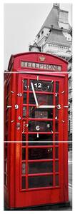 Obraz s hodinami Telefónna búdka v Londýne UK - 3 dielny Rozmery: 90 x 70 cm