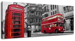 Obraz s hodinami Telefónna búdka v Londýne UK Rozmery: 100 x 40 cm