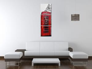 Obraz s hodinami Telefónna búdka v Londýne UK - 3 dielny Rozmery: 80 x 40 cm