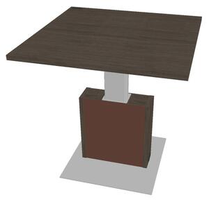 Výškovo nastaviteľný rokovací stôl Verno+ S 120 x 120 cm, dub antracit / hnedá