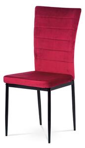 Autronic Jedálenská stolička, červená látka zamat, kov čierny mat AC-9910 RED4