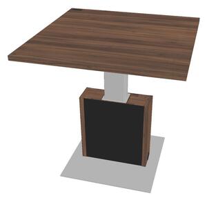Výškovo nastaviteľný rokovací stôl Verno+ S 120 x 120 cm, orech / čierna