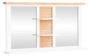 Masívne kúpeľňové zrkadlo Capera z borovice, lakované, biele/hnedé – 140×70 cm