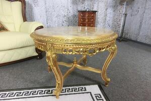 (2848) MARBLE CASTELLO zámocký zlatý stolík s mramorom
