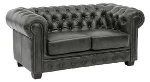 Dvojmiestna pohovka Chesterfield z pravej kože, zelená – 155×90×72 cm