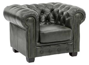 Masívne kreslo Chesterfield z pravej kože, zelené – 100×90×72 cm