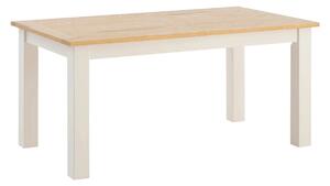 Masívny jedálenský stôl Capera z borovice a MDF, lakovaný, biela/hnedá – 160x90 cm