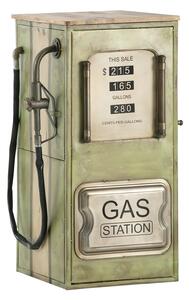 Masívny barový regál Gas Station z mangového dreva a kovu, lakovaný, zelený – 48×50×102 cm