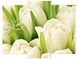 Obraz s hodinami Jemné tulipány - 3 dielny Rozmery: 90 x 70 cm