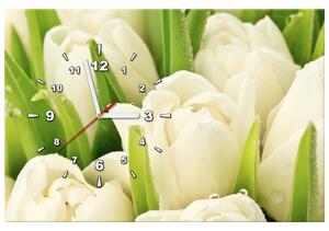 Obraz s hodinami Jemné tulipány Rozmery: 30 x 30 cm