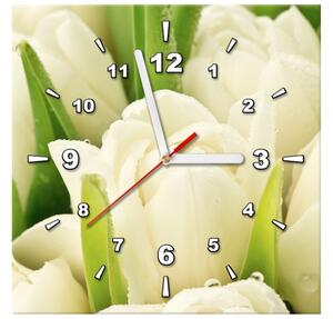 Obraz s hodinami Jemné tulipány Rozmery: 60 x 40 cm