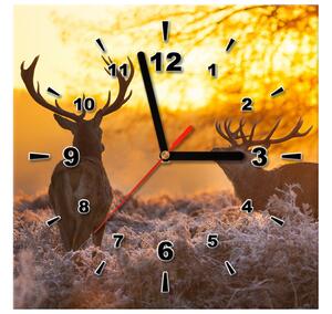 Obraz s hodinami Jelene na lúke Rozmery: 100 x 40 cm
