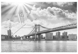Obraz s hodinami Brooklyn New York Rozmery: 100 x 40 cm