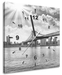 Obraz s hodinami Brooklyn New York Rozmery: 60 x 40 cm