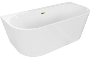 Mexen Oval+, voľne stojaca vaňa ku stene 170 x 80 cm, biela lesklá, zlatý lesklý prepad, 52681708000-50