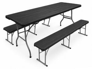 Aga Plastový skladací pivný set Čierny