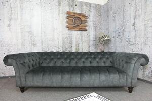 (3281) CANYON Chesterfield luxusná pohovka zamatová sivá