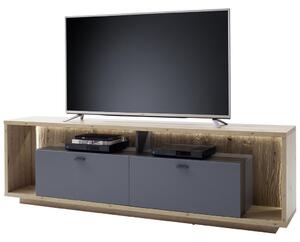 TV DIEL, sivá, farby duba, 205/63/40 cm - TV nábytok, Online Only