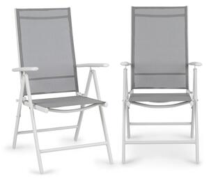 Blumfeldt Almeria, skladacia stolička, sada 2 kusov, 56,5 x 107 x 68 cm, ComfortMesh, hliník, biela