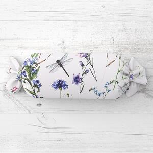 Biante Vankúš valec bonbon Sandra SA-429 Lúčne kvietky s vážkami 15x40 cm