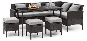 Blumfeldt Titania Dining Lounge Set, záhradná sedacia súprava, čierna/svetlosivá