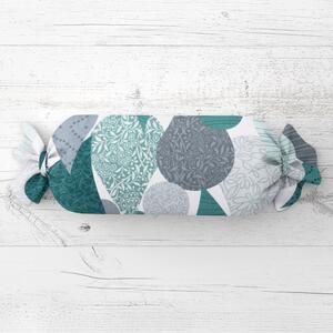 Biante Vankúš valec bonbon Sandra SA-444 Sivo-petrolejové kvapky s ornamentami 15x40 cm
