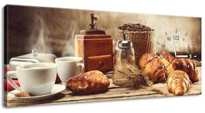 Obraz s hodinami Chutné raňajky Rozmery: 100 x 40 cm