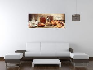 Obraz s hodinami Chutné raňajky Rozmery: 100 x 40 cm