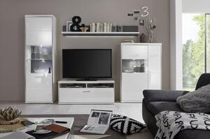 TV DIEL, sivá, strieborná, biela, biela s vysokým leskom, 124/51/52 cm Livetastic - TV nábytok, Online Only