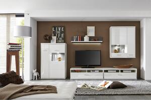 ZÁVESNÁ VITRÍNA, sivá, strieborná, biela, biela s vysokým leskom, 94/120/38 cm Livetastic - Obývacie steny, Online Only