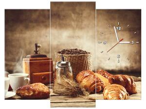 Obraz s hodinami Chutné raňajky - 3 dielny Rozmery: 90 x 70 cm