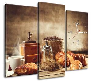 Obraz s hodinami Chutné raňajky - 3 dielny Rozmery: 90 x 30 cm