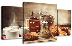Obraz s hodinami Chutné raňajky - 3 dielny Rozmery: 90 x 30 cm