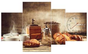 Obraz s hodinami Chutné raňajky - 4 dielny Rozmery: 120 x 70 cm