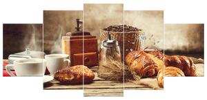 Obraz s hodinami Chutné raňajky - 5 dielny Rozmery: 150 x 105 cm