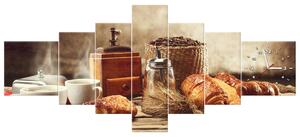Obraz s hodinami Chutné raňajky - 7 dielny Rozmery: 160 x 70 cm