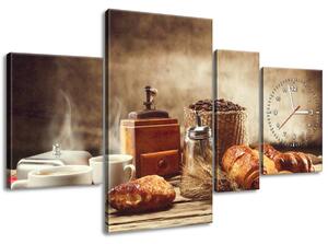 Obraz s hodinami Chutné raňajky - 4 dielny Veľkosť: 120 x 70 cm