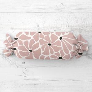 Biante Vankúš valec bonbon Sandra SA-483 Hnedoružové designové kvety na bielom 15x40 cm