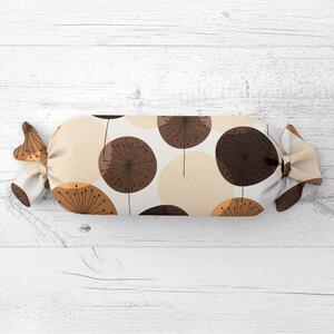 Biante Vankúš valec bonbon Sandra SA-488 Hnedo-béžové designové púpavy 15x40 cm