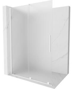 Mexen Velar, sprchová zástena s posuvnými dverami Walk-in 130 x 200 cm, 8mm sklo námraza, biela matná, 871-130-000-33-20