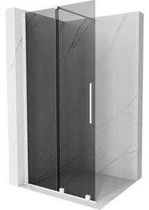 Mexen Velar, sprchová zástena s posuvnými dverami Walk-in 70 x 200 cm, 8mm šedé sklo, biela matná, 871-070-000-43-20