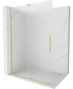 Mexen Velar, sprchová zástena s posuvnými dverami Walk-in 140 x 200 cm, 8mm sklo námraza, zlatá matná, 871-140-000-33-55