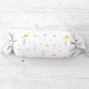 Biante Vankúš valec bonbon Sandra SA-497 Žlté bylinky na bielom 15x40 cm