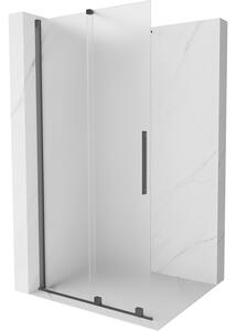 Mexen Velar, sprchová zástena s posuvnými dverami Walk-in 85 x 200 cm, 8mm sklo námraza, grafit brúsený, 871-085-000-33-66