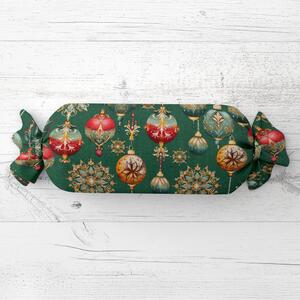 Biante Vankúš valec bonbon Sandra SA-529 Vianočné banky na zelenom 15x40 cm