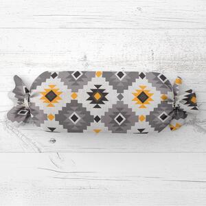 Biante Vankúš valec bonbon Sandra SA-520 Žlto-sivý aztécky vzor 15x40 cm