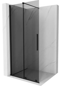 Mexen Velar, sprchová zástena s posuvnými dverami Walk-in 70 x 200 cm, 8mm šedé sklo, čierna matná, 871-070-000-43-70