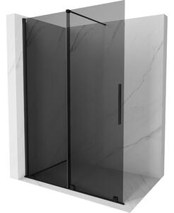 Mexen Velar, sprchová zástena s posuvnými dverami Walk-in 130 x 200 cm, 8mm šedé sklo, čierna matná, 871-130-000-43-70