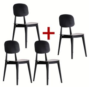 Plastová jedálenská stolička SIMPLY 3+1 ZADARMO, čierna